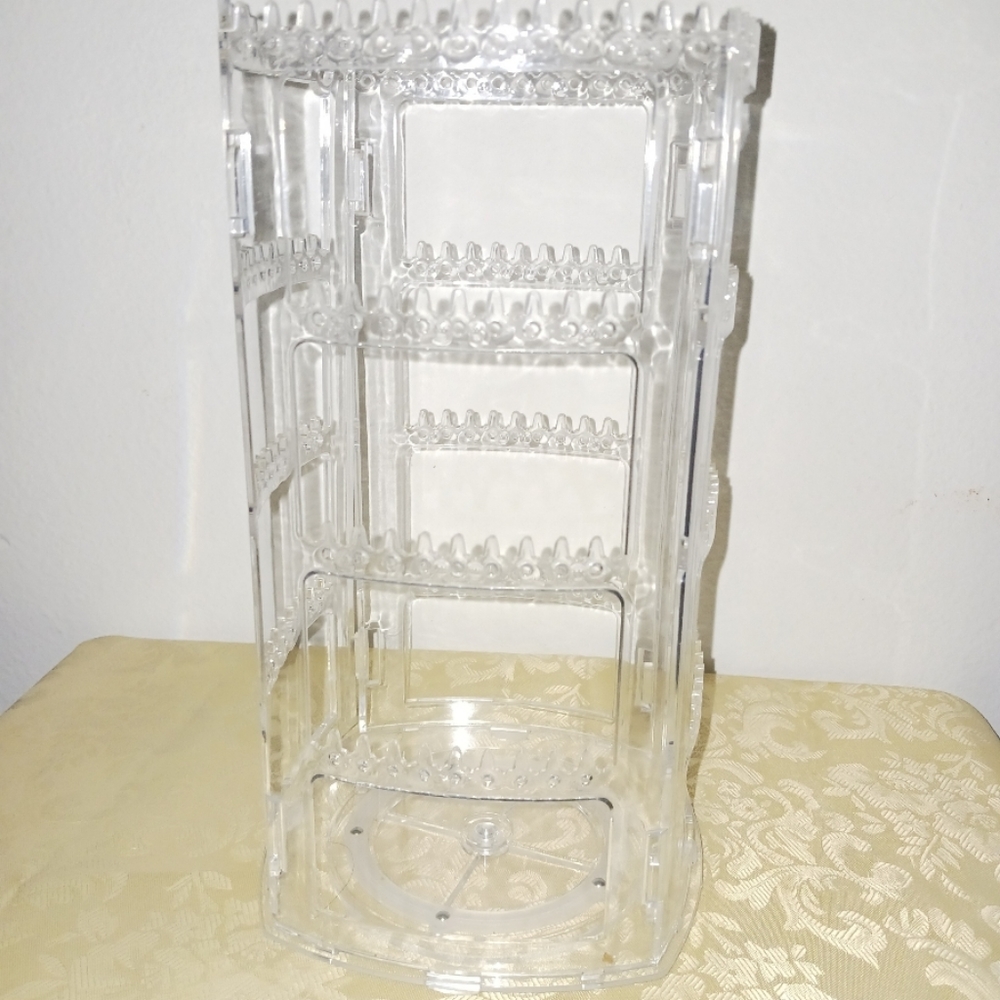 Cq acrylic 360 rotating earrings&necklace holder organizer rack jewelry carousel